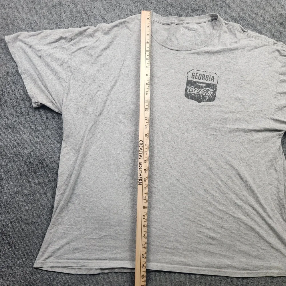 Coca-Cola Mens 3XL T-Shirt Heather Grey Georgia Graphic Distressed Logo Tee